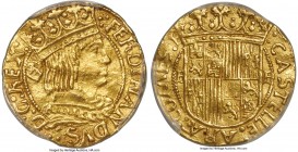 Ferdinand II (1479-1516) gold Ducat ND (c. 1493?) MS62 PCGS, Barcelona mint (in Catalonia), Fr-32, Cal-39, Cay-2325. 3.49gm. Struck from aged dies, it...