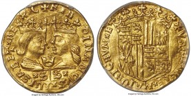Ferdinand & Isabella (1474-1516) gold Excelente ND (1474-1504) MS62 PCGS, Valencia mint, Fr-82, Cal-154. 3.51gm. Far scarcer than those struck at the ...