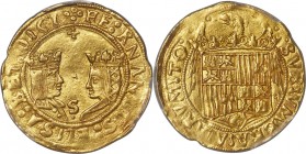 Ferdinand & Isabella (1474-1516) gold 2 Excelentes ND (1474-1504)-S MS63 PCGS, Seville mint, Cal-74. 6.94gm. A sharp example demonstrating nicely outl...