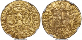 Ferdinand & Isabella (1474-1516) gold 2 Excelentes ND (1476-1516)-S UNC Details (Mount Removed) NGC, Seville mint, Fr-129, Cayon-2934. Inverted 'N's, ...