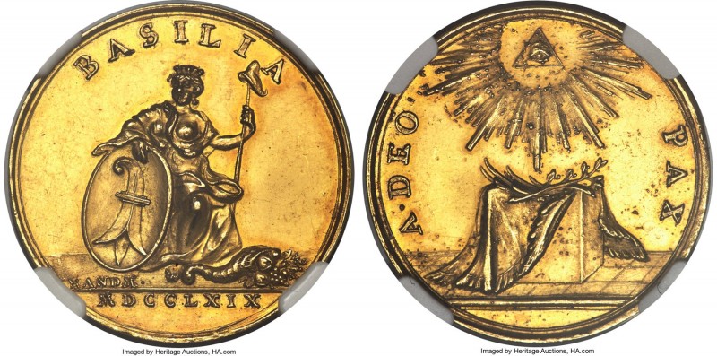 Basel. City gold Medallic 3 Ducat MDCCLXIX (1769) MS61 NGC, KM-Unl., Fr-87c. By ...