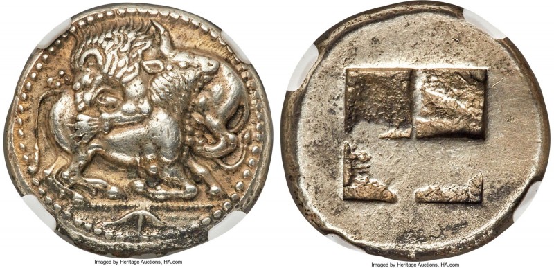 MACEDON. Acanthus. Ca. 525-470 BC. AR tetradrachm (25mm, 17.26 gm). NGC Choice X...