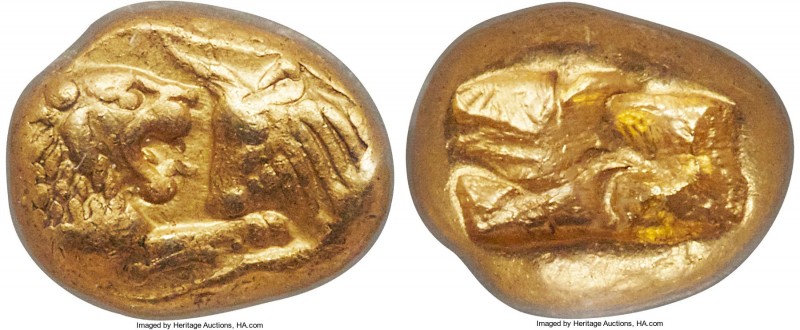 LYDIAN KINGDOM. Croesus (561-546 BC). AV third-stater or trite (11mm, 2.68 gm). ...