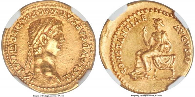 Claudius I (AD 41-54). AV aureus (20mm, 7.79 gm, 3h). NGC Choice AU S 5/5 - 4/5....