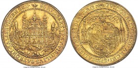 Salzburg. Guidobald gold 10 Ducats 1654 AU58 NGC, KM168, Probszt-1430. A gorgeous near Mint State multiple Ducat, elaborately engraved to an impressiv...