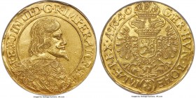 Ferdinand III gold 10 Ducat 1640 AU Details (Edge Filing) NGC, Prague mint, KM429 (under Bohemia), Fr-213. 34.51gm. Obv. Bare head, and armored, bust ...