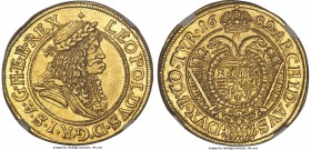 Leopold I gold 2 Ducat 1682 MS61 NGC, Vienna mint, KM1223, Fr-270. 6.9gm. Matthias Mittermayer as mintmaster. The sole example of this extremely rare ...