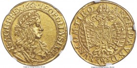 Leopold I gold 5 Ducat 1661-CA MS61 NGC, Vienna mint, KM1203, Fr-262, Herinek-85. 17.1gm. Large gold issues struck during the rule of this longest rei...