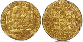 Flanders. Louis II de Mâle (1346-1384) gold Lion heaumé d'or ND (1365-1370) MS64 NGC, Ghent mint, Fr-157, Delm-460. 5.38gm. LV | DOVICVS: DЄI (annulet...