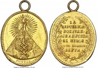 Simón Bolívar gold "Battle of Ayacucho" Medal ND (c. 1825) UNC (Surface Hairlines), Potosí mint, Barac-2 (gold), Fonrobert-9449, R&S-Bo1. 35mm. 29.59g...