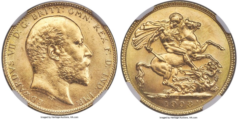 Edward VII gold Specimen Sovereign 1908-C SP63 NGC, Ottawa mint, KM14, Fr-1. Str...