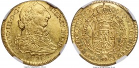 Charles III gold 4 Escudos 1776 P-SF MS62 NGC, Popayan mint, KM44, Restrepo-M68.3. Quite scarce in better states of preservation, this specimen repres...