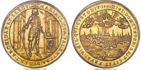 Bavaria. Maximilian I gold 5 Ducat 1640 MS63 PCGS, Munich mint, KM268, Fr-196, Hahn-Unl. Variety with date above city scene. Commemorating the complet...