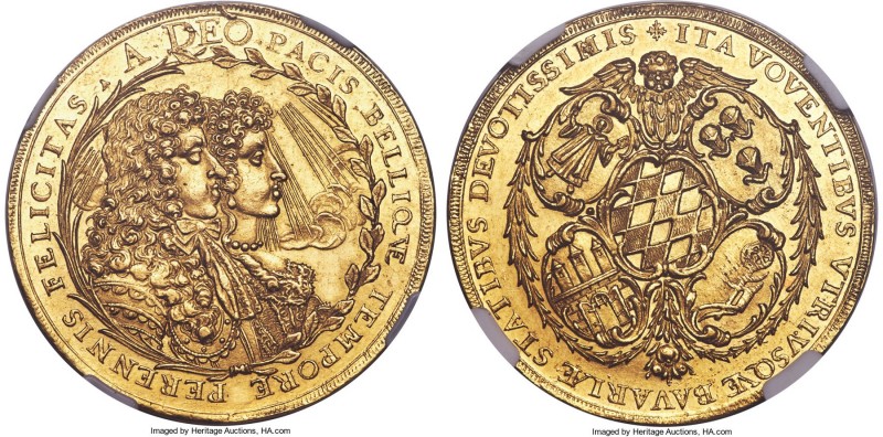 Bavaria. Maximilian II Emanuel gold 5 Ducat ND (1685) MS61 NGC, Munich mint, KM3...