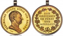 Bavaria. Maximilian I Joseph gold Specimen Service Medal of 6 Ducats ND (1806) SP65 PCGS, cf. Wittelsbach-2478 (in silver). 36mm. 20.96gm. An elusive ...