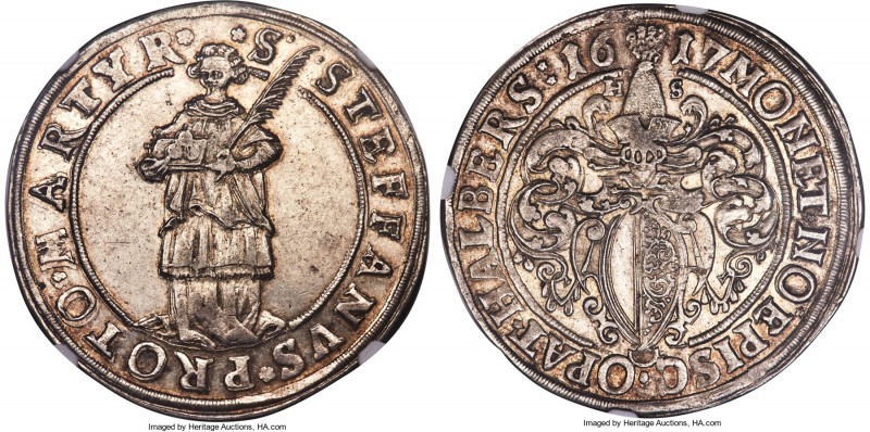 Halberstadt. Bishropic Taler 1617-HS AU58 NGC, KM-Unl., Dav-Unl. A remarkably ra...