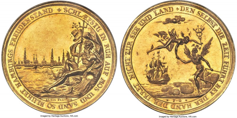 Hamburg. Free City gold Portugalöser of 10 Ducats ND (1713) MS62 NGC, Gaed-1727....