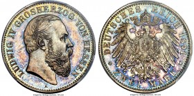 Hesse-Darmstadt. Ludwig IV Proof 2 Mark 1891-A PR67 PCGS, Berlin mint, KM363. The single highest graded specimen of this rare one-year Proof type by e...