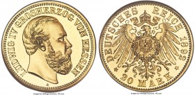 Hesse-Darmstadt. Ludwig IV gold Proof 20 Mark 1892-A PR66 Cameo NGC, Berlin mint, KM365, J-221. One-year type. A truly laudable representative of this...