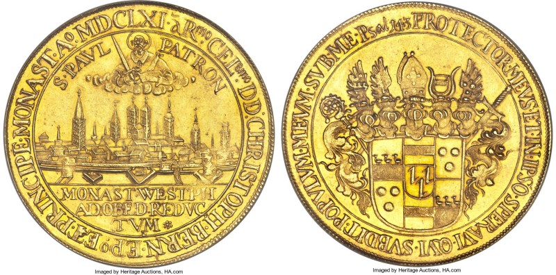 Münster. Christoph Bernhard von Galen (1650-1678) gold 6 Ducat 1661 MS62 NGC, KM...