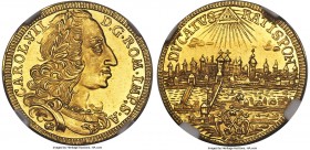 Regensburg. Free City gold Ducat ND (1742-1745)-B MS63 Prooflike NGC, KM303, Fr-2515. With the name and titles of Karl VII. Struck in a mintage of onl...