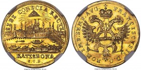 Regensburg. Free City gold Ducat ND (1792-1803)-GCB MS64 NGC, KM467, Fr-2571. With the name and titles of Franz II. Struck on a typically crinkled fla...