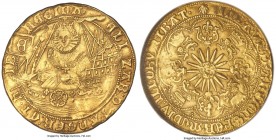 Elizabeth I (1558-1603) gold "Ship" Ryal of 15 Shillings ND (1584-1586) XF45 NGC, Tower mint, Escallop mm, Sixth issue, S-2530, N-2004. 7.52gm. Potent...