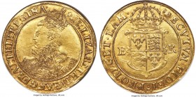 Elizabeth I (1558-1603) gold Pound ND (1595-1598) MS62 NGC, Tower mint, Woolpack/Key mule mm, Sixth issue, S-2534, N-2008. 11.26gm. A Tudor medallic m...