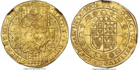 James I (1603-1625) gold Rose Ryal ND (1623-1624) MS62 NGC, Tower mint, Lis mm, Third coinage, S-2632, N-2108. 12.47gm. The finest certified example o...