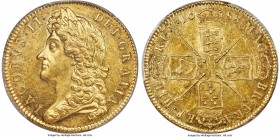 James II gold 5 Guineas 1688 MS60 PCGS, KM460.1, S-3397. A truly outstanding 5 Guineas! The visual allure of this offering far transcends its technica...