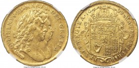 William & Mary gold 5 Guineas 1693 XF45 NGC, KM479.1, S-3422. QVINTO edge. Very sharply and centrally struck, an evenly circulated offering but one wh...