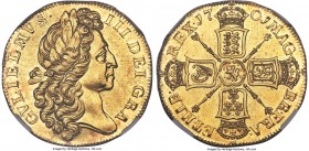 William III gold "Fine Work" 2 Guineas 1701 MS64 NGC, KM507, S-3457. A magnificent coin; the single highest graded example of the celebrated "Fine Wor...