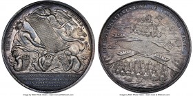Anne silver "Expedition of Vigo Bay" Medal 1702 MS64 NGC, Betts-94, MI-235/17. 47mm. Obverse signed G.F.N. (George Friedrich Nürnberger) and G.H. (Geo...