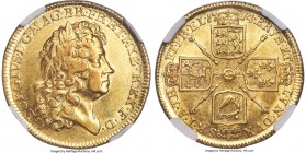 George I gold "Prince Elector" Guinea 1714 AU55 NGC, KM538, S-3628. The first Guinea to be struck during George I's reign; bearing perhaps the most hi...