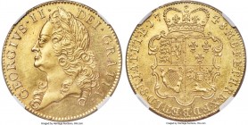 George II gold 5 Guineas 1748 UNC Details (Obverse Repaired) NGC, KM586.2, S-3666. The penultimate year for the manufacture of currency 5 Guineas. By ...