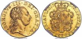 George III gold Guinea 1761 MS63 NGC, KM590, S-3725. A must-have for the dedicated collector of British gold, the first Guinea issued during George II...