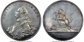 George III silver "Prosecution of the War with America" Medal 1781 MS62 NGC, Betts-584, BHM-239. 53mm. Also known as the "British Resentment" medal. A...