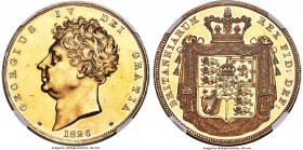 George IV gold Proof 5 Pounds 1826 PR61 Cameo NGC, KM702, S-3797, W&R-213 (R3). Septimo raised lettered edge. William Wyon's artistic accomplishment i...
