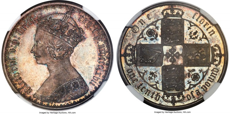 Victoria Proof "Gothic" Florin 1867 PR66 NGC, KM746.3, ESC-2864 (R5). Plain edge...