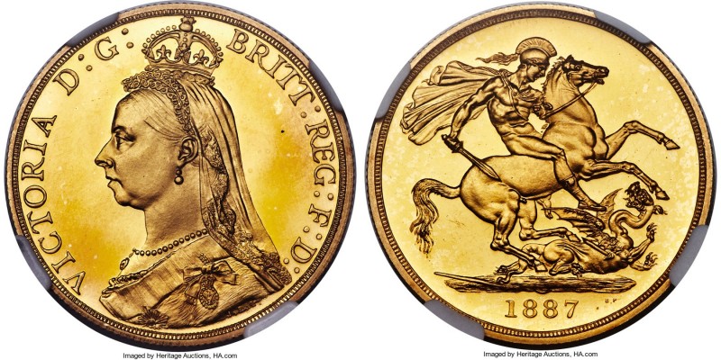 Victoria gold Proof 2 Pounds 1887 PR65+ Ultra Cameo NGC, KM768, S-3865. Certifie...