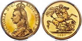 Victoria gold Proof 2 Pounds 1887 PR65+ Ultra Cameo NGC, KM768, S-3865. Certified near the apex of preservation for the type seen by NGC, this gem "pl...