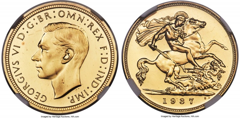 George VI 4-Piece Certified gold Proof Set 1937 NGC, 1) 1/2 Sovereign - PR65★, K...