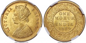 British India. Victoria gold Mohur 1889-(C) MS64+ NGC, Calcutta mint, KM496, Prid-23, S&W-6.16. Type A Bust. Mintage: 15,000. A fantastic near-gem rep...