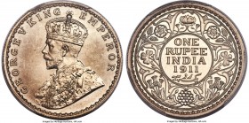 British India. George V Original Proof Rupee 1911-(C) PR63 PCGS, Calcutta mint, KM523, S&W-8.12. An extremely rare original Proof representative of Ge...