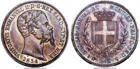 Sardinia. Vittorio Emanuele II 2 Lire 1854-B MS66 PCGS, Turin mint, KM143.2, Pag-397, Montenegro-68, Gig-57. A truly stellar offering of this scarce t...