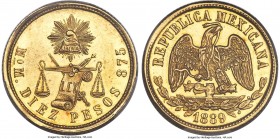 Republic gold 10 Pesos 1889 Mo-MS MS61 Prooflike PCGS, Mexico City mint, KM413.7. Of extreme rarity, the sole certified piece by NGC or PCGS and only ...