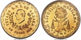 Oaxaca. Revolutionary gold 60 Pesos 1916 MS64+ PCGS, Oaxaca mint, KM755, Fr-174, GB-379. Reeded edge. An immense offering, one of Mexico's most iconic...