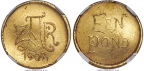 Republic gold "Veld" Pond 1902 MS63 NGC, Pilgrims Rest mint, KM11, Fr-4, Hern-Z54. One of the most charismatic pieces of the South African numismatic ...