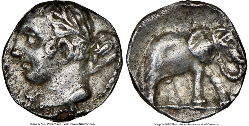 PUNIC SPAIN. Barcids. Ca. 237-209 BC. AR quarter shekel (12mm, 1.70 gm, 11h). NG...