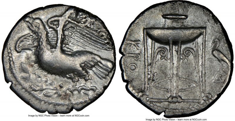 BRUTTIUM. Croton. Ca. 350-300 BC. AR stater (22mm, 7.48 gm, 8h). NGC Choice VF 4...